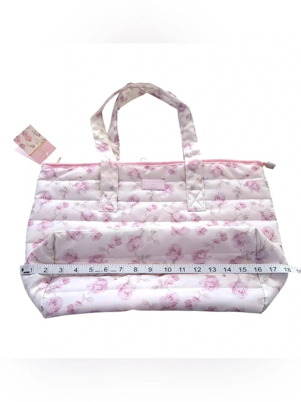 NWT LoveShackFancy x Target Yoobi Ribbon Rosa Quilted Tote Bag Pink Floral